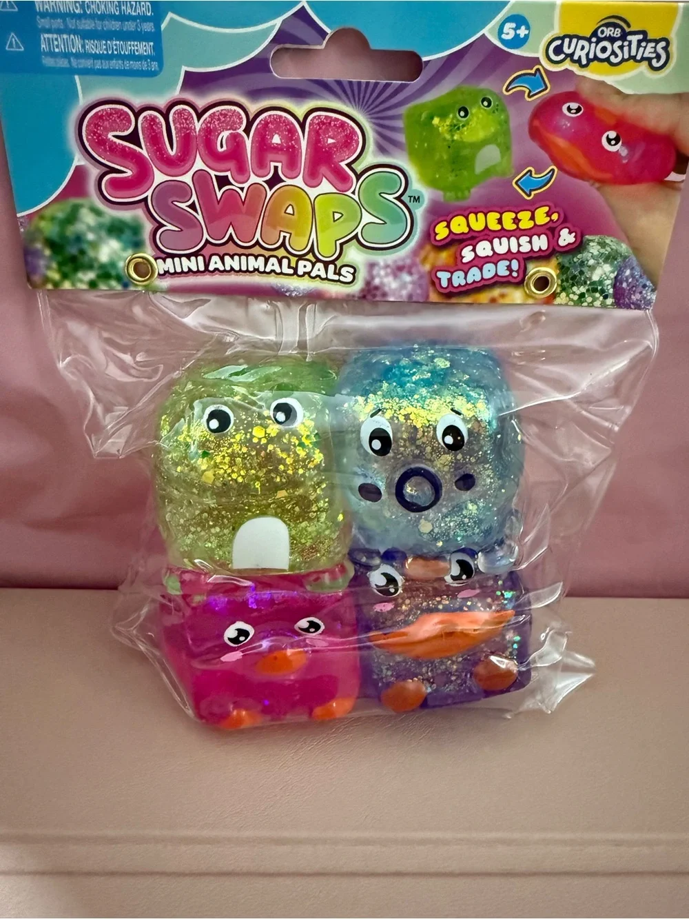 Sugarswaps Mini Animal Pals 4-Pack Squishy Toy Set - Green, Blue, Pink, Purple